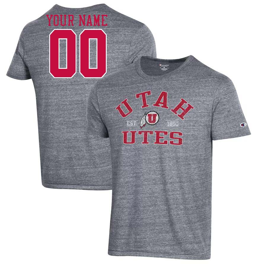 Custom Utah Utes Name And Number College Tshirt-Gray